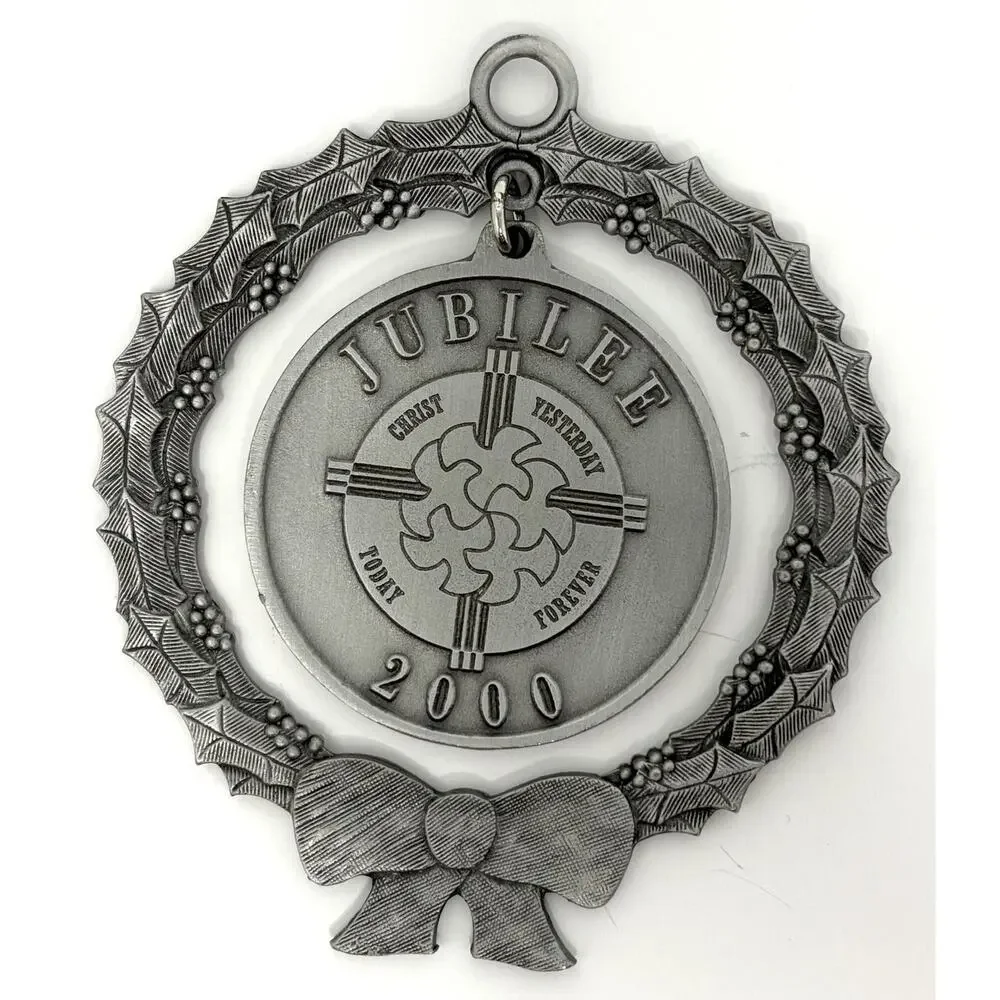 VTG Lot St. Vincent de Paul Catholic Church Pewter 5 Christmas Ornaments 2.5
